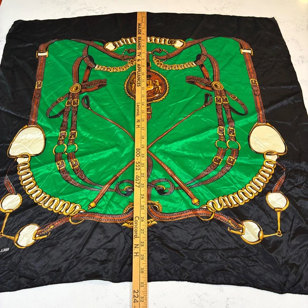 Vtg Bill Blass Scarf Silk Equestrian Horse Bit Horse Girl Old Money Luxury